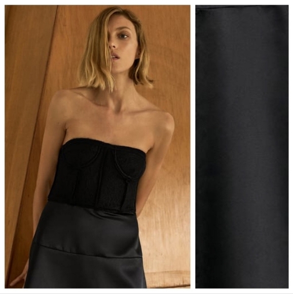 NWT Zara Studio | Limited Edition Black Bustier Strapless A-Line Midi Dress - Picture 11 of 11